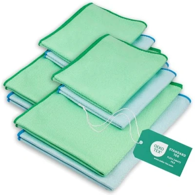 Image de ELEXACLEAN Chiffon pour vitres en Microfibre sans Traces 60 x 40 cm et 30 Certifié Oeko Tex Standard 100