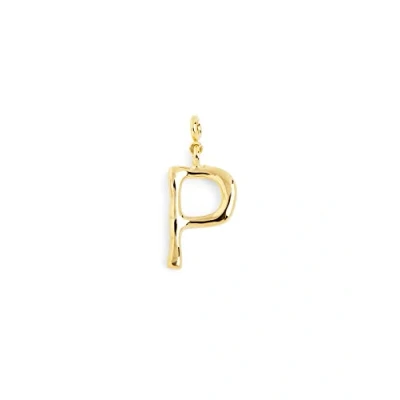 Image de SINGULARU Charm Letter XL or Pendentif Initiale en laiton avec finition plaqué 18 K Lettres A Z Combinable Collier Bijoux pour Femme Lettre P