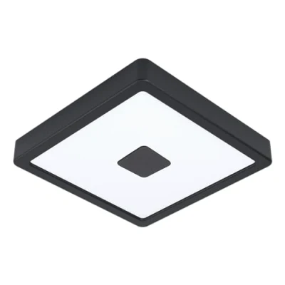 Image de EGLO Panneau LED Amandolo, plafonnier dimmable avec télécommande, lampe de plafond géométrique pour salon et bureau, métal noir, blanc chaud froid, rétro éclairage RGB