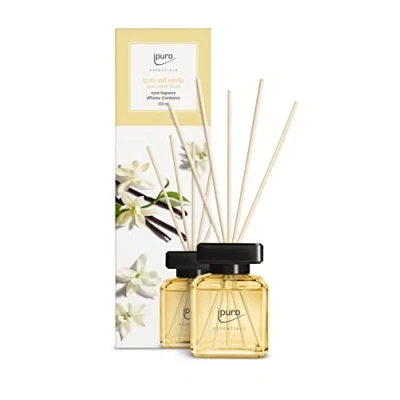 Image de ipuro Essentials parfum d&#039;ambiance doux vanille 100 ml Désodorisant d&#039;intérieur avec vanille, bois de santal, réglisse, fleur pêche et caramel Diffuseur bâtonnets
