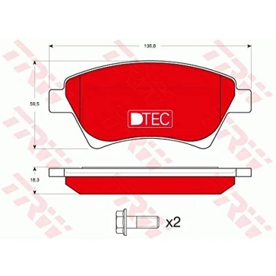 Image de TRW DTEC COTEC GDB1552DTE Jeu de plaquettes frein non préparé pour indicateur d&#039;usure avec vis d&#039;étrier accessoires RENAULT: MEGANE 2