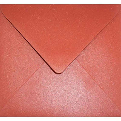 Image de Netuno 100 enveloppes carrées rouges 153x153mm Aster Metallic Ruby rabat pointu nacrées brillantes métallisées pour invitations anniversaires mariage cartes de vœux Noël