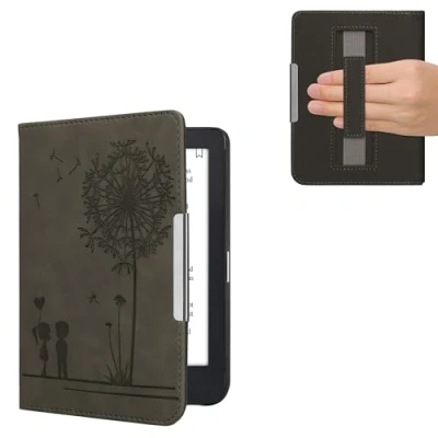 Image de kwmobile Étui liseuse Compatible avec Kobo Clara 2E à Rabat magnétique Protection eReader Sangle Gris