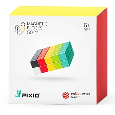 Image de Bizak Pixio 64240101 Lot de 50 Cubes magnétiques optimaux 8 mm Chaque côté pour Construire n&#039;importe Quel Personnage ou Objet, s&#039;adaptent manière optimale, recommandé Les Enfants à
