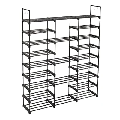 Image de Étagère à chaussures bricolage étagère 9 niveaux en métal pouvant contenir 50 55 paires de pour le salon, l&#039;entrée, couloir (127*28*158cm)