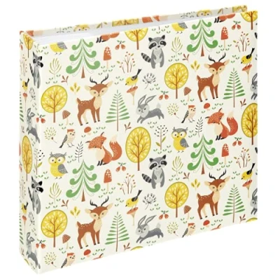 Image de Hama Album photo mémo &quot;Forest&quot; (pour 200 photos au format 10 x 15 cm, traditionnel enfant de 22,5 22 100 pages blanches, animaux, élégant, emplacement CD) Marron/Beige/Vert/Orange/Jaune