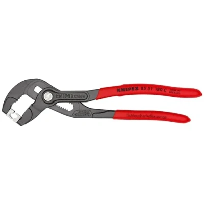 Image de Knipex Pince à colliers Click grise atramentisée, gainées en plastique antidérapant 180 mm (carte LS/blister) 85 51 C SB