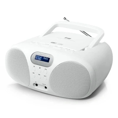 Image de Muse MD 208 DBW M Radio Dab Portable avec Lecteur CD, entrée Casque et antenne télescopique pivotante, Blanche,