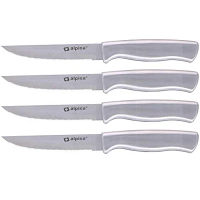 Image de alpina Lot de 4 couteaux à steak en acier inoxydable avec lame dentelée