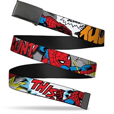Image de Buckle Down Ceinture en Toile Spider Man 3,2 cm, Multicolore, 1,25&quot; de large 42 Taille Pantalon Garçon