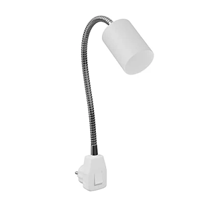 Image de ledscom.de lampe à prise/lampe de lecture WAIKA, col cygne, interrupteur, blanc, 1x GU10 max. 60W, pivotant, lumière travail, prise, spot