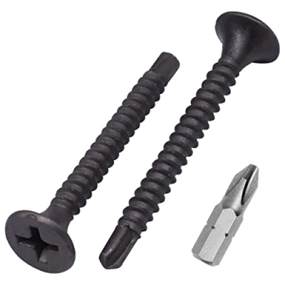 Image de SKIR&#039;CO Lot de 400 vis auto perceuses pour cloison sèche 3,5 x 35 mm Filetage fin Tête fraisée Noir