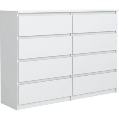 Image de meble masztalerz Commode 8 Tiroirs Blanc Mat 120 x 101,5 39 cm Meuble de Rangement Chambre Salon Classique