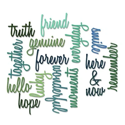 Image de Sizzix 660225 Thinlits Set de 16 Matrices Motif Mots Amitié/Écriture Tim Holtz Multicolore