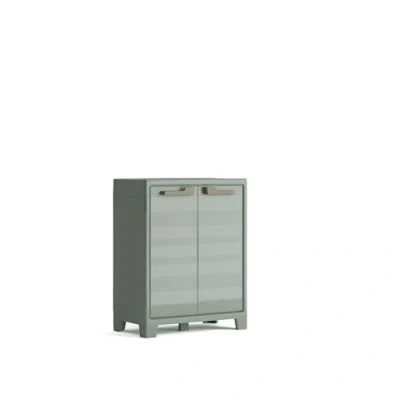 Image de Keter Armoire Basse Planet Outdoor en Résine Multifonctions pour Intérieur et Extérieur Étagères Pieds Ajustables Canessable 80 x 44 100 cm Vert Jade 80% Recyclé