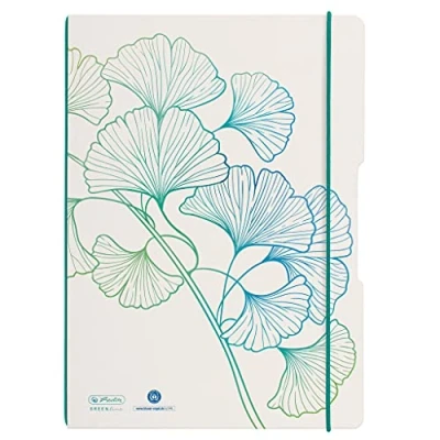 Image de Herlitz 50033652 Flex Cahier A4 2 x 40 feuilles lignées et carreaux Motif Ginkgo Vert