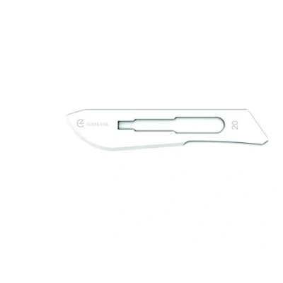 Image de Gima lames en acier inoxydable, Inox, à pointe arrondie standard, stériles, jetables, taille n. 20, 100 emballées individuellement.