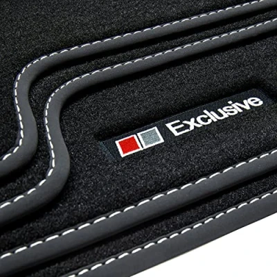 Image de tuning art V188 Exclusive Line Tapis de Sol Compatible avec VW Touareg 1 2002 2010, Couture:Argent