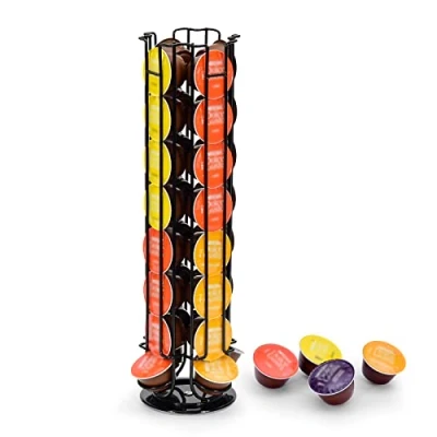 Image de SYSYLY Porte Capsules pour Dolce Gusto,Porte Dosettes Distributeur Présentoir Rotatif 32 Gusto, Support Rangement 360 Degrés Rotable Range Capsules, Noir.