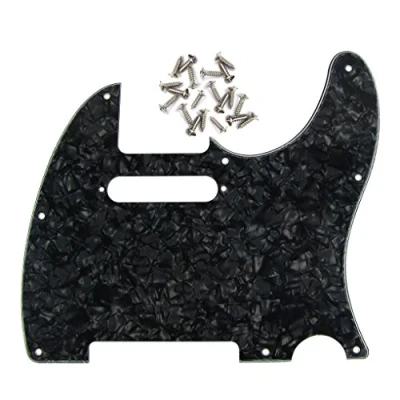Image de IKN 8 trous 4 plis noir perle TL Pickguard plaque de protection trou cou à bobine simple avec vis montage pour remplacement TE Standard américain/mexicain