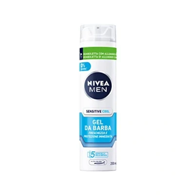 Image de NIVEA Gel à raser extra délicat MEN Sensitive Cool avec 0 % d&#039;alcool, paquet de 3 x 200 ml