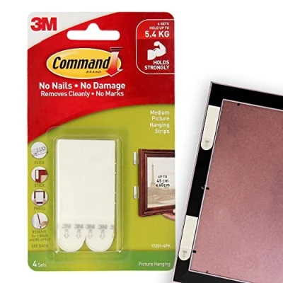 Image de Command Medium Picture Hanging Strips, 17201 4pk (1 Pack of 4 Sets)( 4x2)