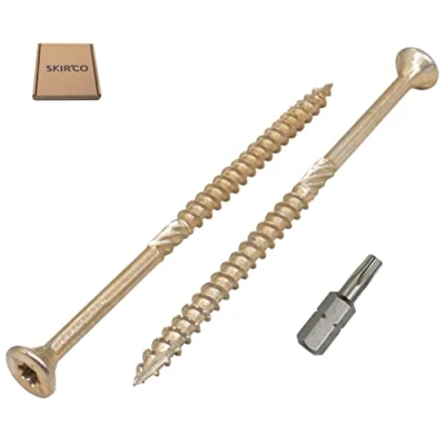 Image de SKIR&#039;CO Lot de 20 Vis à bois universelles en acier zingué Tête fraisée Torx Type 17 panneaux d&#039;aggloméré 5,0 x 90 mm Jaune