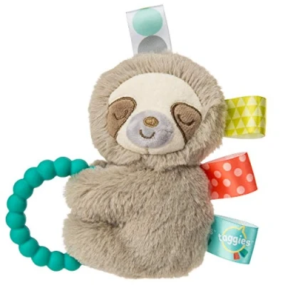 Image de Taggies Soft Rattle with Teether Ring, 13 Centimetres, Molasses Sloth