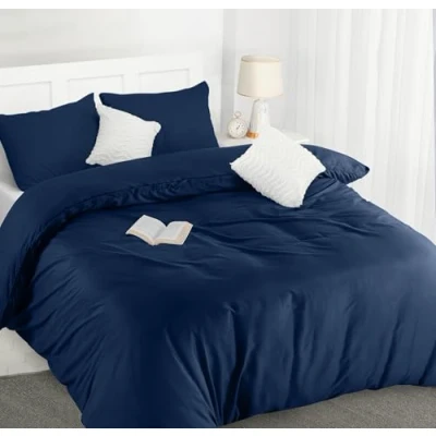 Image de Utopia Bedding Housse de Couette 230x220 cm avec 2 Taies d&#039;oreiller 50x75 (Marine) Parure Lit 220 x 230 Ensembles Housses en Microfibre brossée Douce