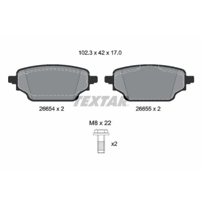 Image de TEXTAR 2665401 Jeu de plaquettes frein non préparé pour indicateur d&#039;usure avec vis d&#039;étrier RENAULT: Kangoo III Box Body / MPV