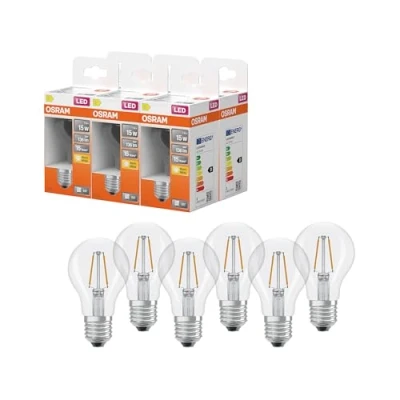 Image de Osram Lampe LED forme étoile A15 filament, 2700 K blanc chaud, 1 W, E27, transparente, 136 lm, 15 000 h, pour petits luminaires, éclairage général,6 Pack