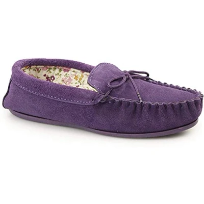 Image de Mokkers Lis Femmes Chaussons Mocassins Daim Pierre Pourpre, 7 UK