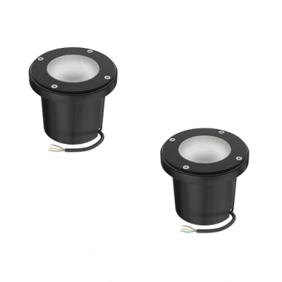 Image de ledscom.de 2 pièces luminaire encastré de sol BOFU pour l&#039;extérieur, IP67, orientable, noir, rond, 150mm Ø, 1x GU10 max. 15W, verre dépoli
