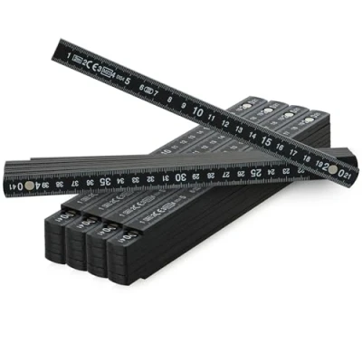 Image de com four® 5X mètre Pliant en Plastique de 2 mètres avec 10 Sections métrique Noir (5 pièces Noir)