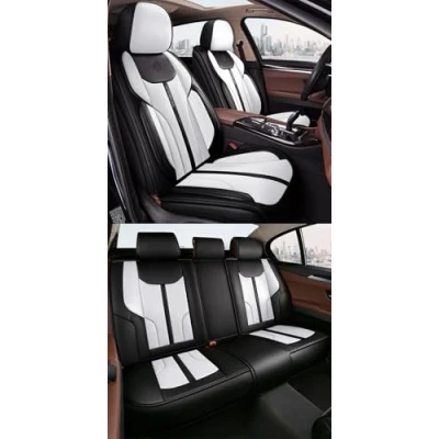 Image de Congxy Housses de Siège Voiture Universelle Couvre Sieges pour Avant et Arrière Ensemble Complet Siege Auto Universel, Blanc