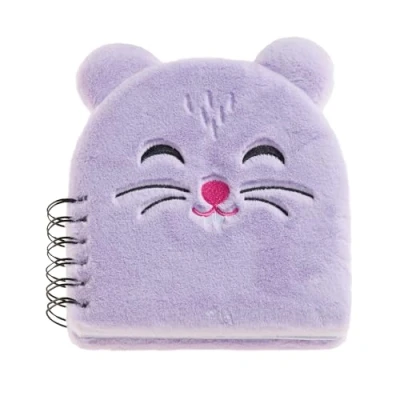 Image de Back2Fun Cahier peluche, couverture en polyester toucher carnet à spirales, détails brodés, 80 feuilles lisses g/m², 160 x mm, motif hamster