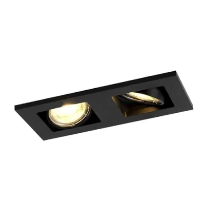 Image de Qazqa qure LED Dimmable Spot encastrable variateur inclus 2 lumière L 19 cm Noir Moderne éclairage intérieur Salon I Chambre Cuisine Salle à manger