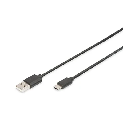 Image de DIGITUS Câble de connexion USB 2.0 3 m Type A vers C Haute vitesse 480 Mbit/s Noir