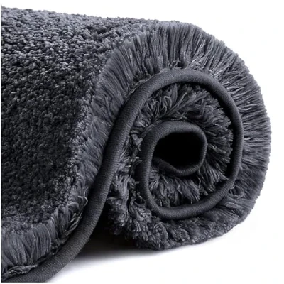 Image de VANZAVANZU Tapis de Bain Antidérapant Salle Épaissi Sortie Douche Absorbant Sol Ultra Doux en Microfibre, Séchage Rapide, Lavable Machine 40 x 60cm (Noir)