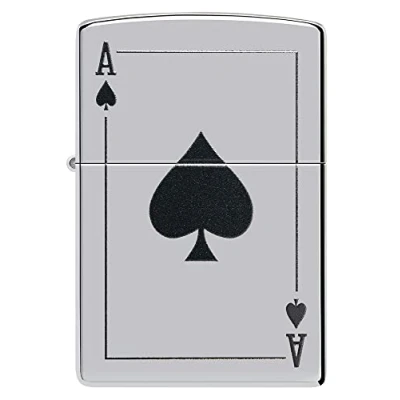 Image de ZIPPO Modèle As de Pique High Polish Chrome Color Image Briquet Coupe Vent, Rechargeable, dans Une boîte Cadeau Haute qualité