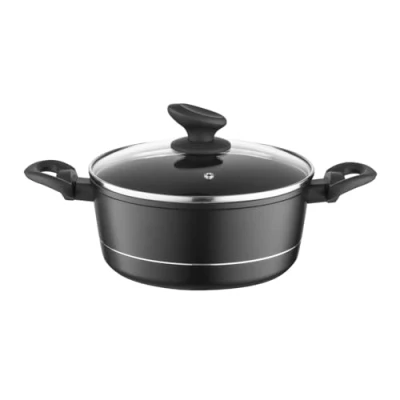 Image de FLORINA Faitout Aluminium (2,1 l) I Diamètre de 20 cm Marmite avec Couvercle en Verre DELUX Casserole Fond à Induction pour Induction, tous Feux Revêtement Antiadhésif