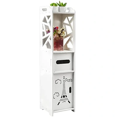 Image de Drumm Meuble Salle de Bain,Meuble Toilette,Meuble Toilettes WC Rangement,Rangements Bain,Tiroir, Compartiment, Gain Place,Petits Espaces,20 * 20 80cm