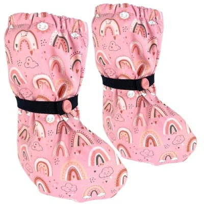 Image de HECKBO Bébé surchaussures de pluie sans polaire arc en ciel 3 18 mois imperméable chaussures ramper d&#039;extérieur boue