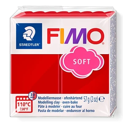 Image de Staedtler 8020 2 P FIMO Soft 57g Christmas Red Pâte à Modeler, 57 g Rouge de Noël, Standard