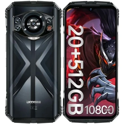 Image de DOOGEE S118 Telephone Portable Incassable 2024, 20Go + 512Go Smartphone Helio G99 Android 14, 10800mAh/33W, 120Hz 6.58&quot; FHD+, 50MP+12MP Version Nuit Antichoc, IP68/ IP69K/ 4G Dual SIM/NFC