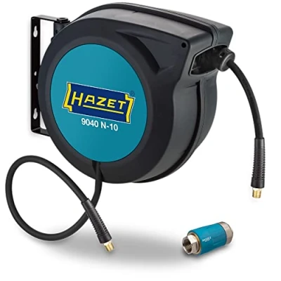 Image de Hazet Enrouleur de Tuyau avec raccord Rapide 9040N/2 I Fonction Stop at Any Point, Enroulement freiné Convient pour air comprimé ou Eau