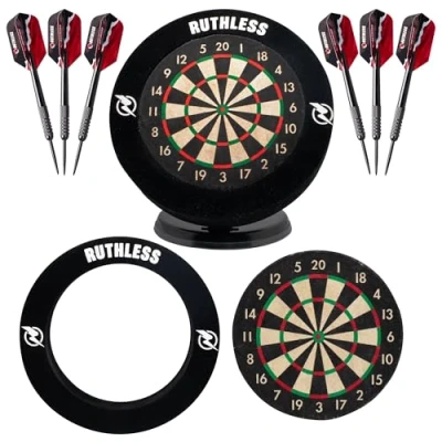 Image de Ruthless mini Jeu de fléchettes avec contour et supplémentaires miniatures pour la maison le bureau Comprend 2 jeux à pointe en acier (BX251)