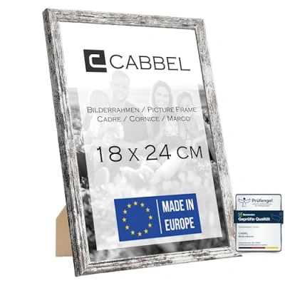 Image de CABBEL Cadre Photo 18x24 cm, en Bois MDF Solide, Verre plexiglas incassable, à Suspendre ou Poser, idéal pour Photos/Images/Collage, Bouleau