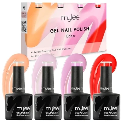 Image de Mylee Set de Vernis à Ongles Semipermanent 4x10ml [Eden Quad] UV/LED Nail Art Manucure et Pédicure, Usage Professionnel Domestique [Printemps/Été 2024] Durable Facile Appliquer