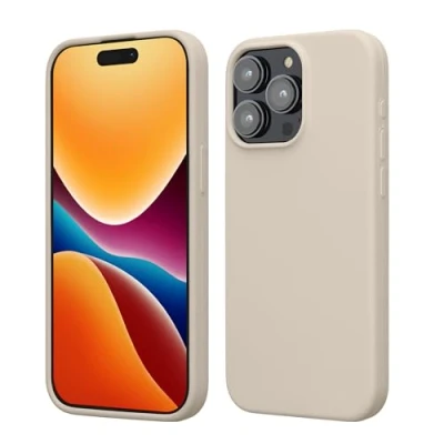 Image de kwmobile Coque pour iPhone 15 Pro Max Housse de téléphone Fine en Silicone avec Surface Douce et Anti Choc crème
